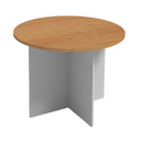 Runder Holz-Konferenztisch PRIMO GRAY, Durchmesser 100 cm, grau/Buche