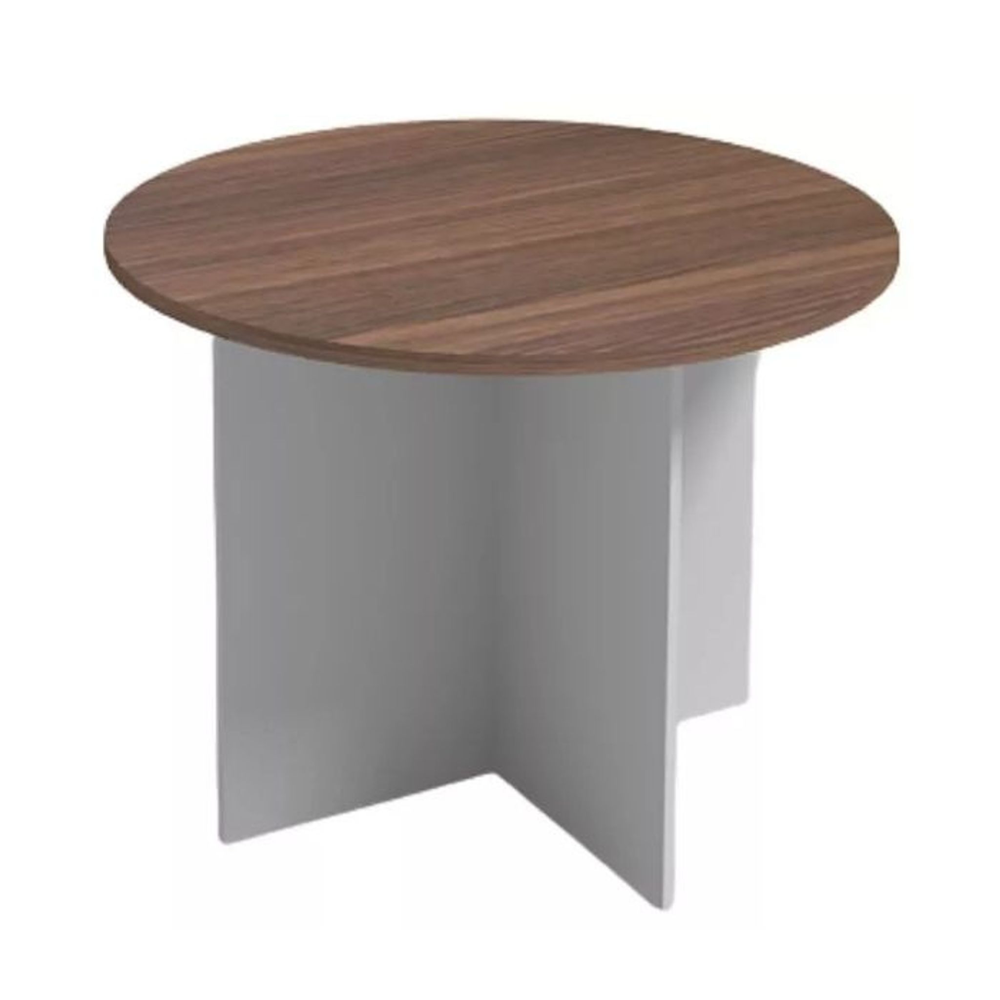 Runder Holz-Konferenztisch PRIMO GRAY, Durchmesser 100 cm, grau/Nussbaum