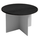Runder Holz-Konferenztisch PRIMO GRAY, Durchmesser 120 cm, grau/Wenge
