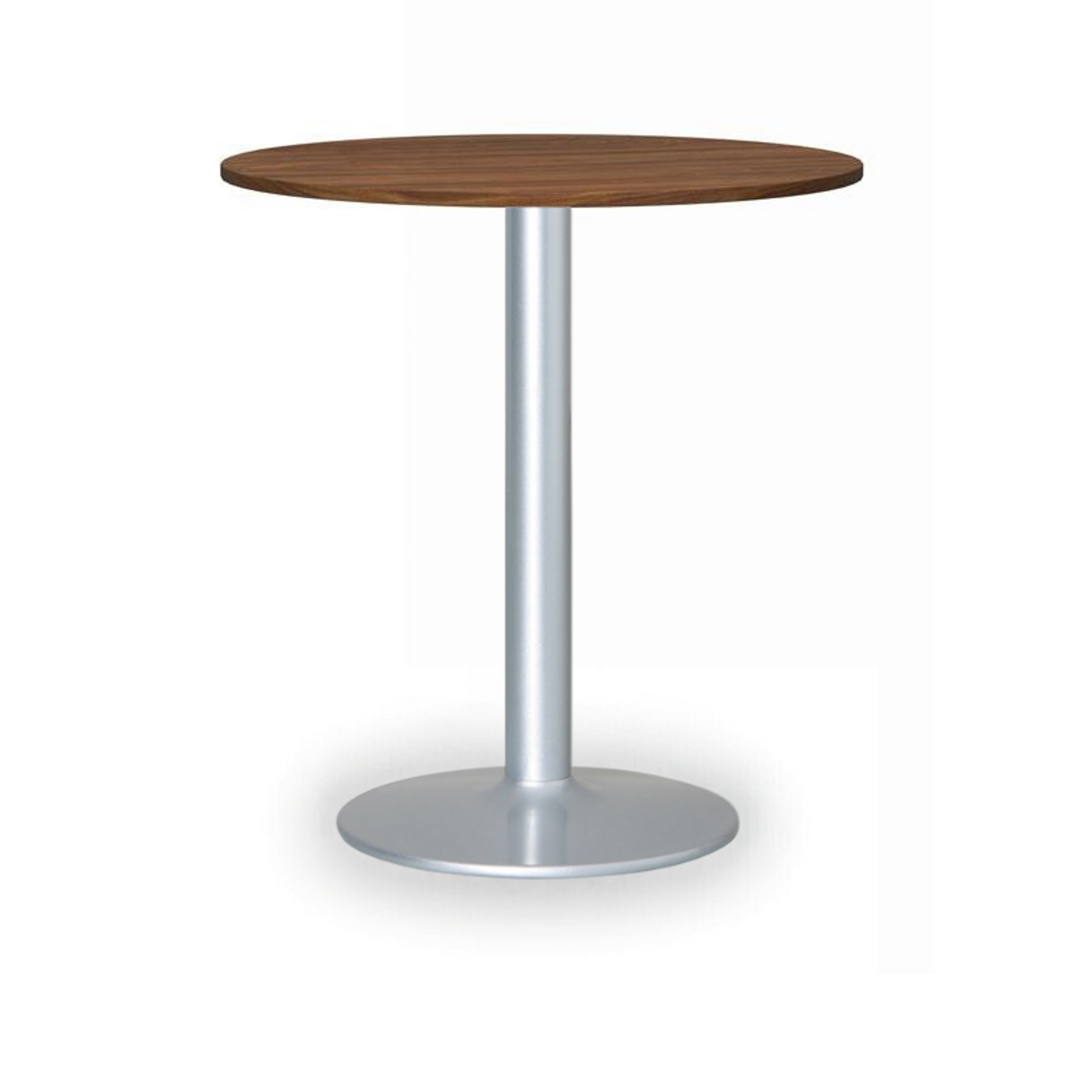 Runder Konferenztisch, Bistrotisch FILIP II, Durchmesser 80 cm, graue Metallgestell, Nussbaum