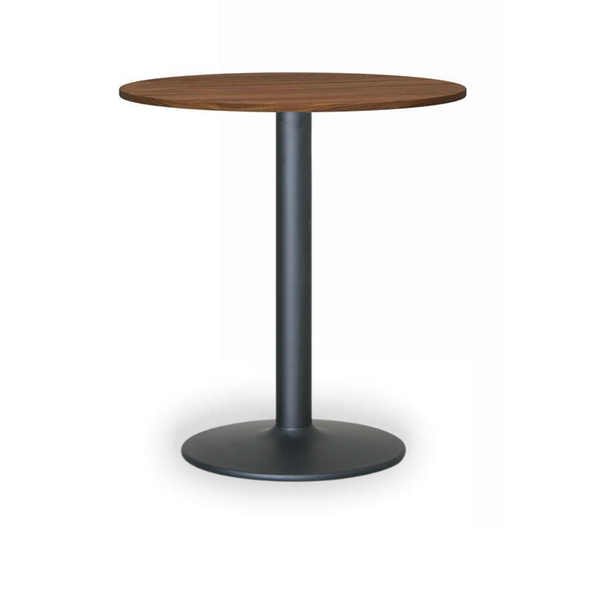 Runder Konferenztisch, Bistrotisch FILIP II, Durchmesser 80 cm, schwarze Metallgestell, Nussbaum
