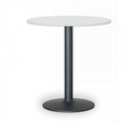 Runder Konferenztisch, Bistrotisch FILIP II, Durchmesser 80 cm, schwarze Metallgestell, weiße