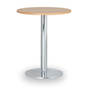 Runder Konferenztisch, Bistrotisch FILIP II, Durchmesser 80 cm, verchromtes Metallgestell, Buche