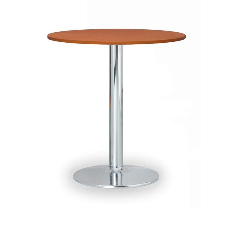 B2B Partner Runder Konferenztisch, Bistrotisch FILIP II, Durchmesser 80 cm, verchromtes Metallgestell, Kirschbaum