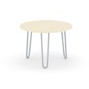 Runder Konferenztisch SPIDER, Durchmesser 60 cm, graues Metallgestell, Birke