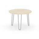 Runder Konferenztisch SPIDER, Durchmesser 60 cm, graues Metallgestell, Eiche natur