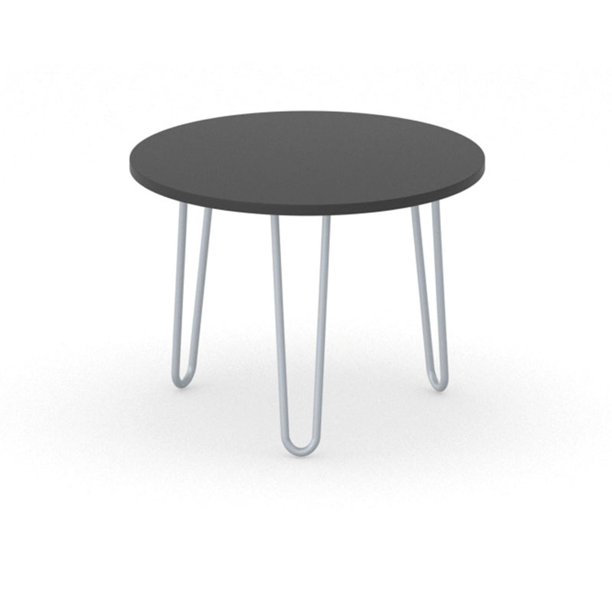 Runder Konferenztisch SPIDER, Durchmesser 60 cm, graues Metallgestell, Graphit