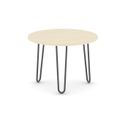 Runder Konferenztisch SPIDER, Durchmesser 60 cm, schwarzes Metallgestell, Birke