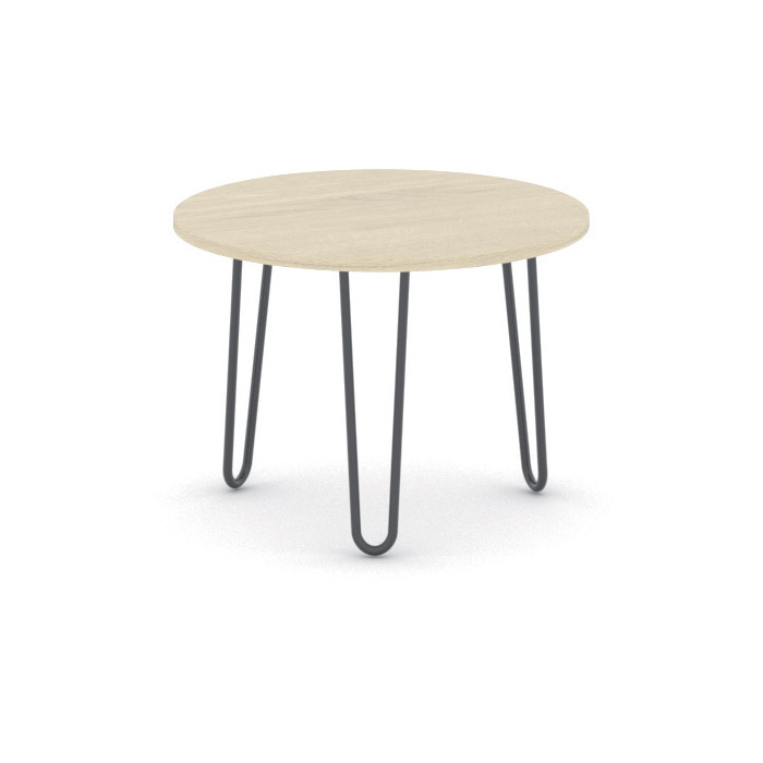 B2B Partner Runder Konferenztisch SPIDER, Durchmesser 60 cm, schwarzes Metallgestell, Eiche natur
