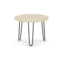 Runder Konferenztisch SPIDER, Durchmesser 60 cm, schwarzes Metallgestell, Eiche natur