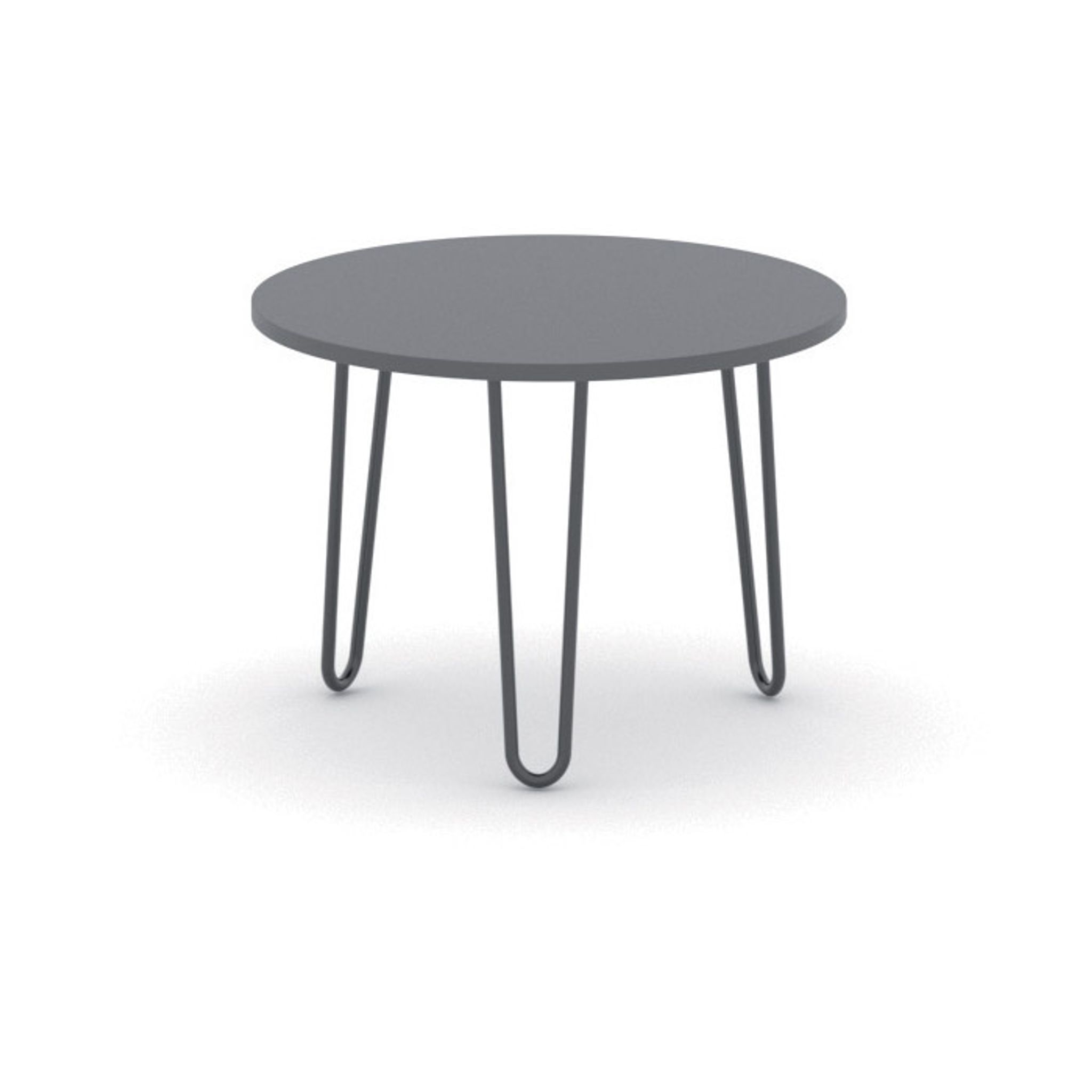 Runder Konferenztisch SPIDER, Durchmesser 60 cm, schwarzes Metallgestell, Graphit