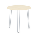 Runder Konferenztisch SPIDER, Durchmesser 80 cm, graues Metallgestell, Birke
