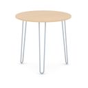Runder Konferenztisch SPIDER, Durchmesser 80 cm, graues Metallgestell, Buche