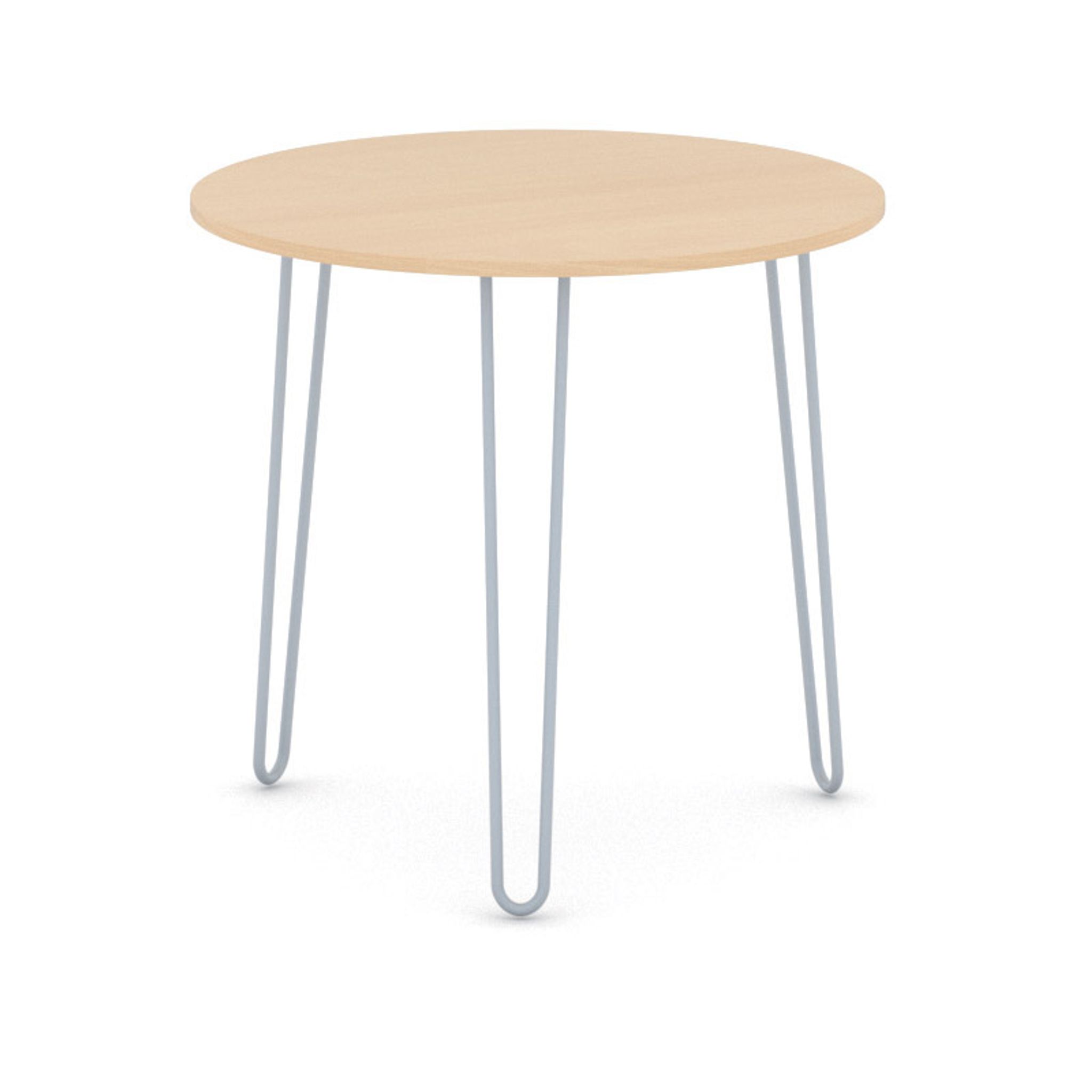 Runder Konferenztisch SPIDER, Durchmesser 80 cm, graues Metallgestell, Buche