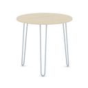 Runder Konferenztisch SPIDER, Durchmesser 80 cm, graues Metallgestell, Eiche natur