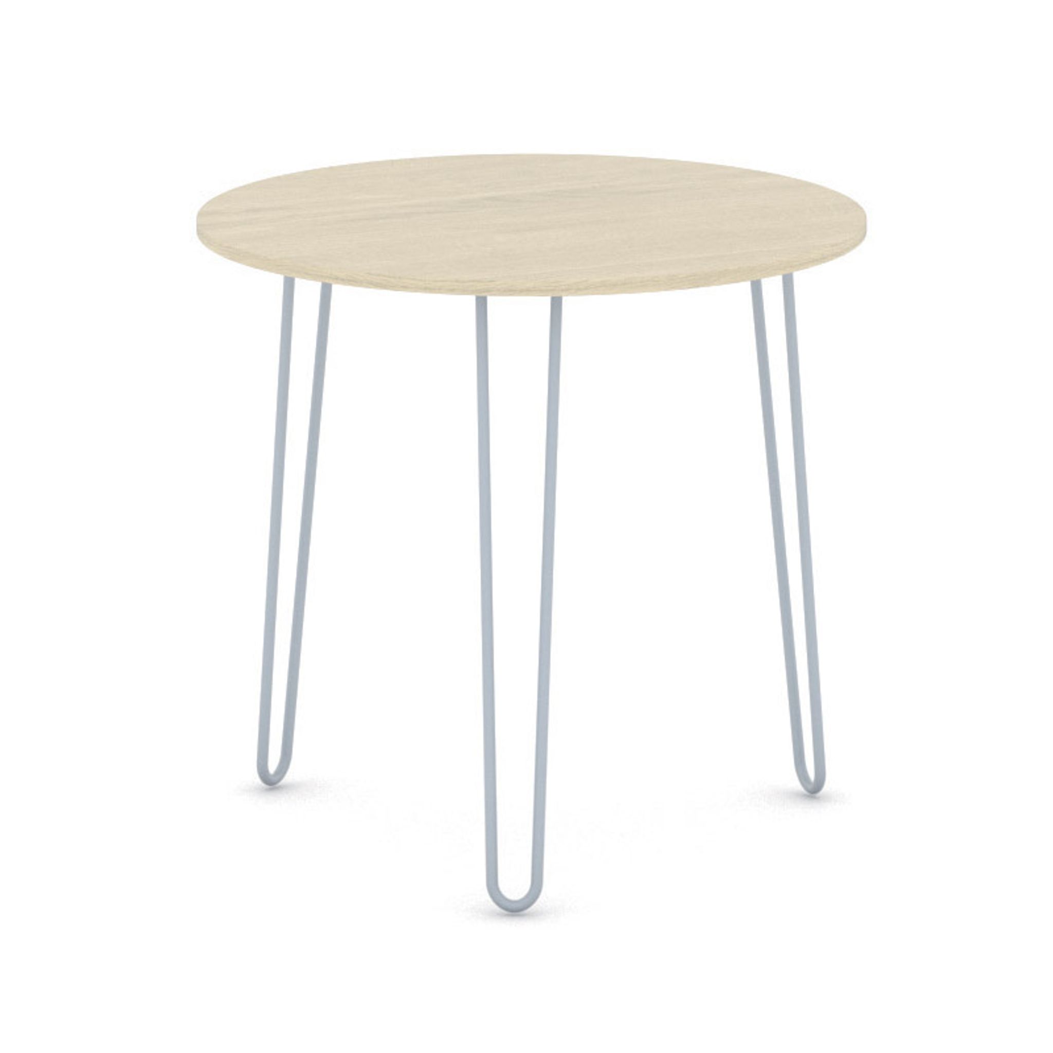 Runder Konferenztisch SPIDER, Durchmesser 80 cm, graues Metallgestell, Eiche natur