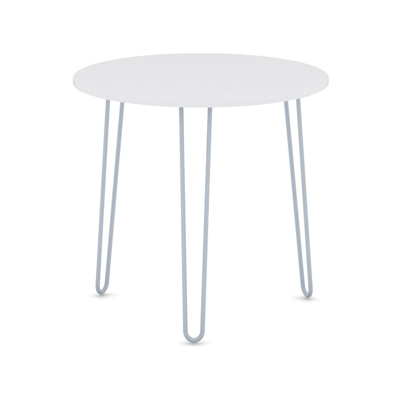 B2B Partner Runder Konferenztisch SPIDER, Durchmesser 80 cm, graues Metallgestell, weiß
