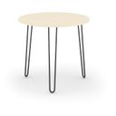 Runder Konferenztisch SPIDER, Durchmesser 80 cm, schwarzes Metallgestell, Birke