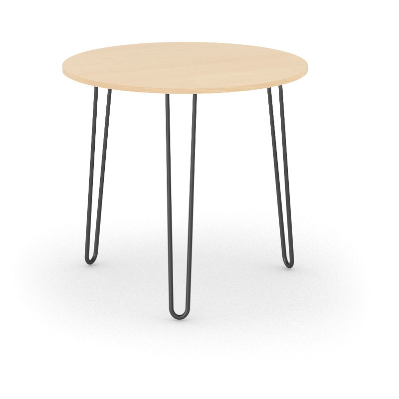 B2B Partner Runder Konferenztisch SPIDER, Durchmesser 80 cm, schwarzes Metallgestell, Buche