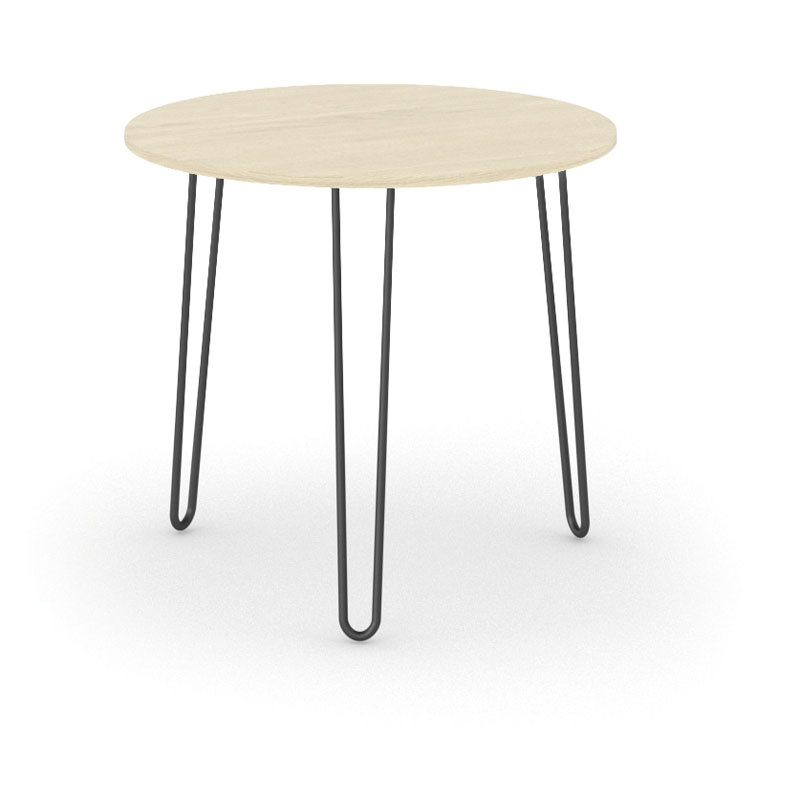B2B Partner Runder Konferenztisch SPIDER, Durchmesser 80 cm, schwarzes Metallgestell, Eiche natur