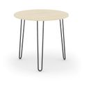 Runder Konferenztisch SPIDER, Durchmesser 80 cm, schwarzes Metallgestell, Eiche natur