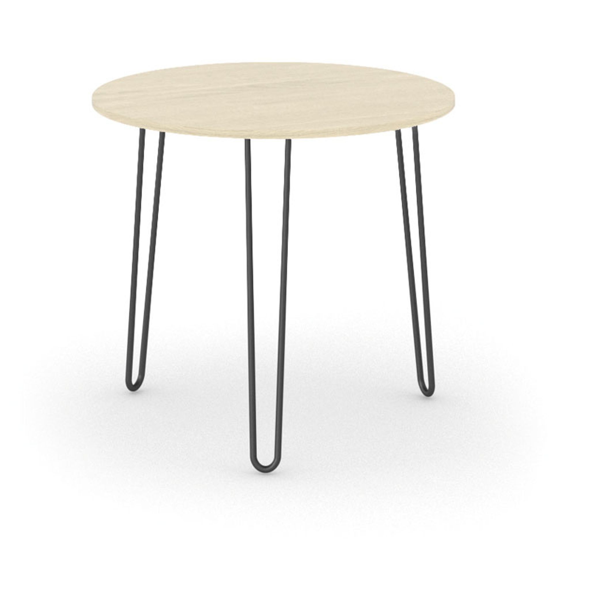 Runder Konferenztisch SPIDER, Durchmesser 80 cm, schwarzes Metallgestell, Eiche natur