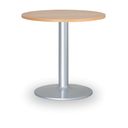 Runder Konferenztisch ZEUS II, Durchmesser 60 cm, graues Metallgestell, Buche