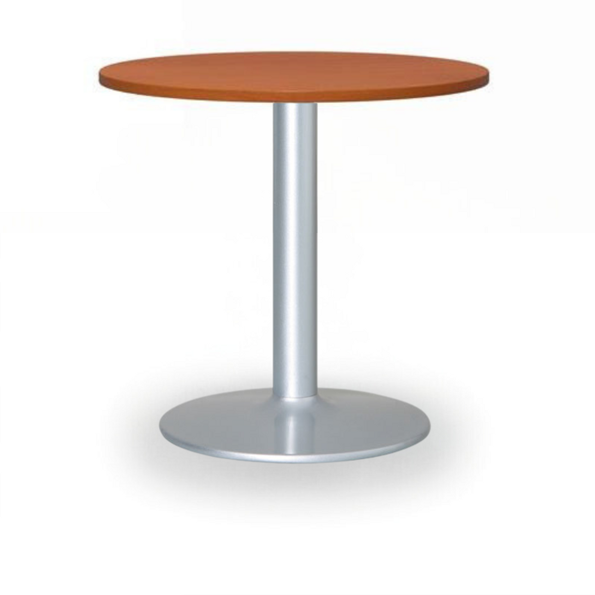Runder Konferenztisch ZEUS II, Durchmesser 60 cm, graues Metallgestell, Kirschbaum
