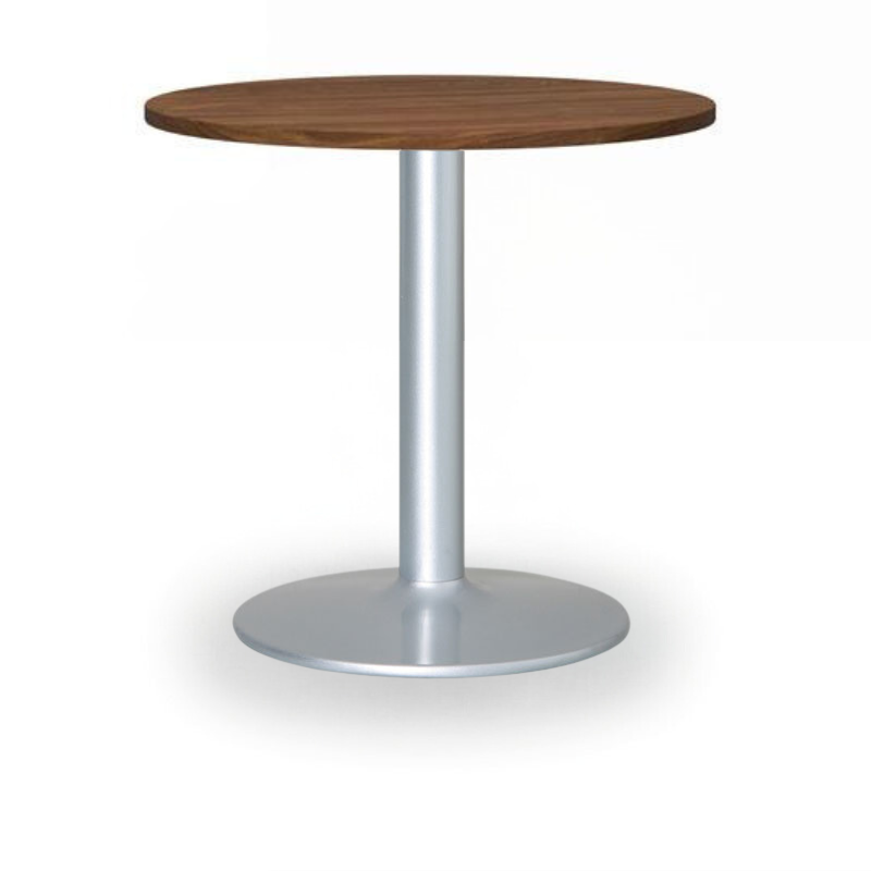 B2B Partner Runder Konferenztisch ZEUS II, Durchmesser 60 cm, graues Metallgestell, Nussbaum