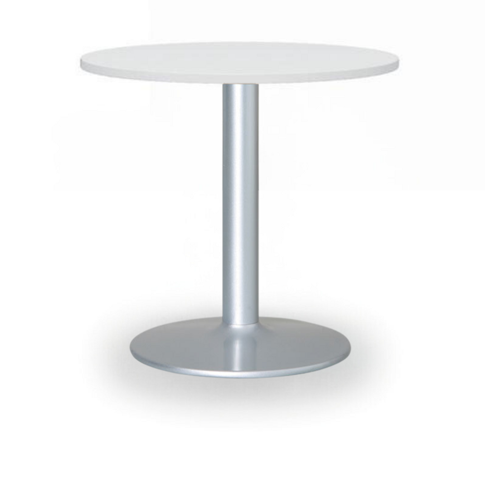 Runder Konferenztisch ZEUS II, Durchmesser 60 cm, graues Metallgestell, weiß