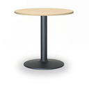 Runder Konferenztisch ZEUS II, Durchmesser 60 cm, schwarzes Metallgestell, Birke