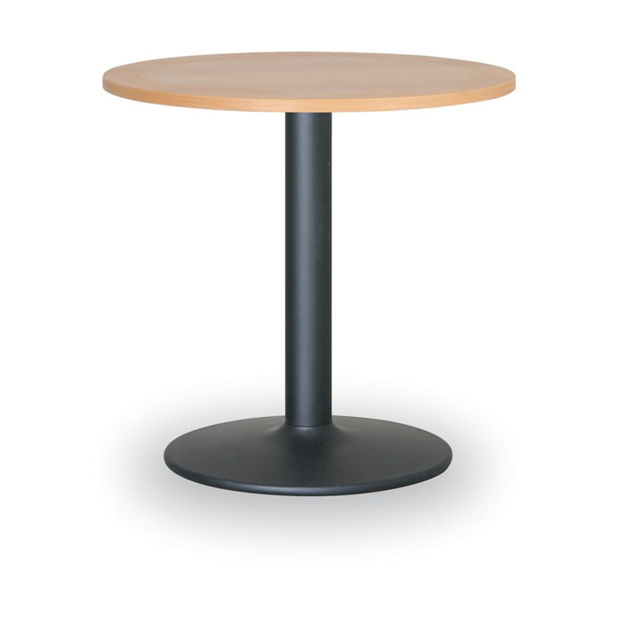 Runder Konferenztisch ZEUS II, Durchmesser 60 cm, schwarzes Metallgestell, Buche