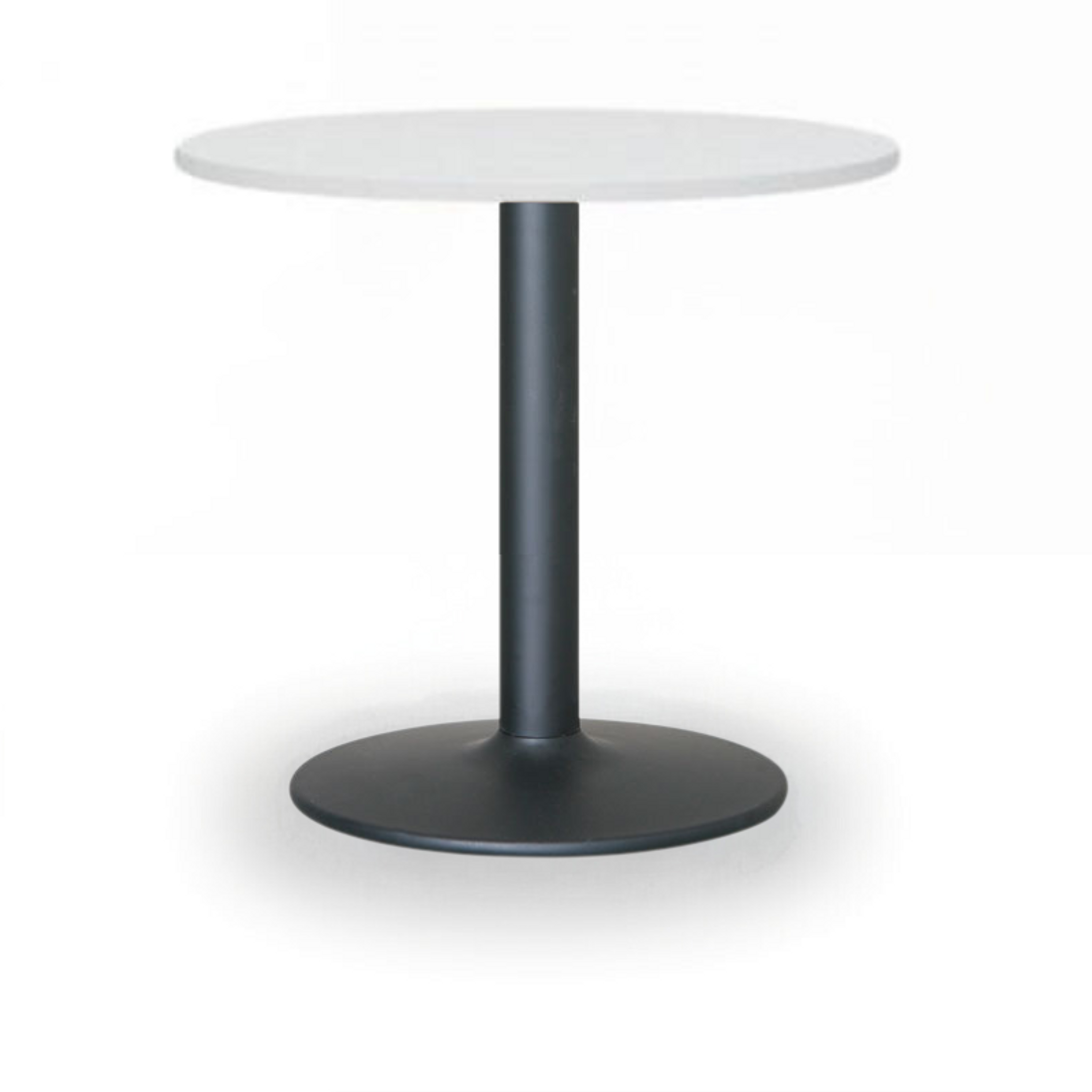 Runder Konferenztisch ZEUS II, Durchmesser 60 cm, schwarzes Metallgestell, weiß