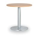 Runder Konferenztisch ZEUS II, Durchmesser 60 cm, verchromtes Metallgestell, Buche