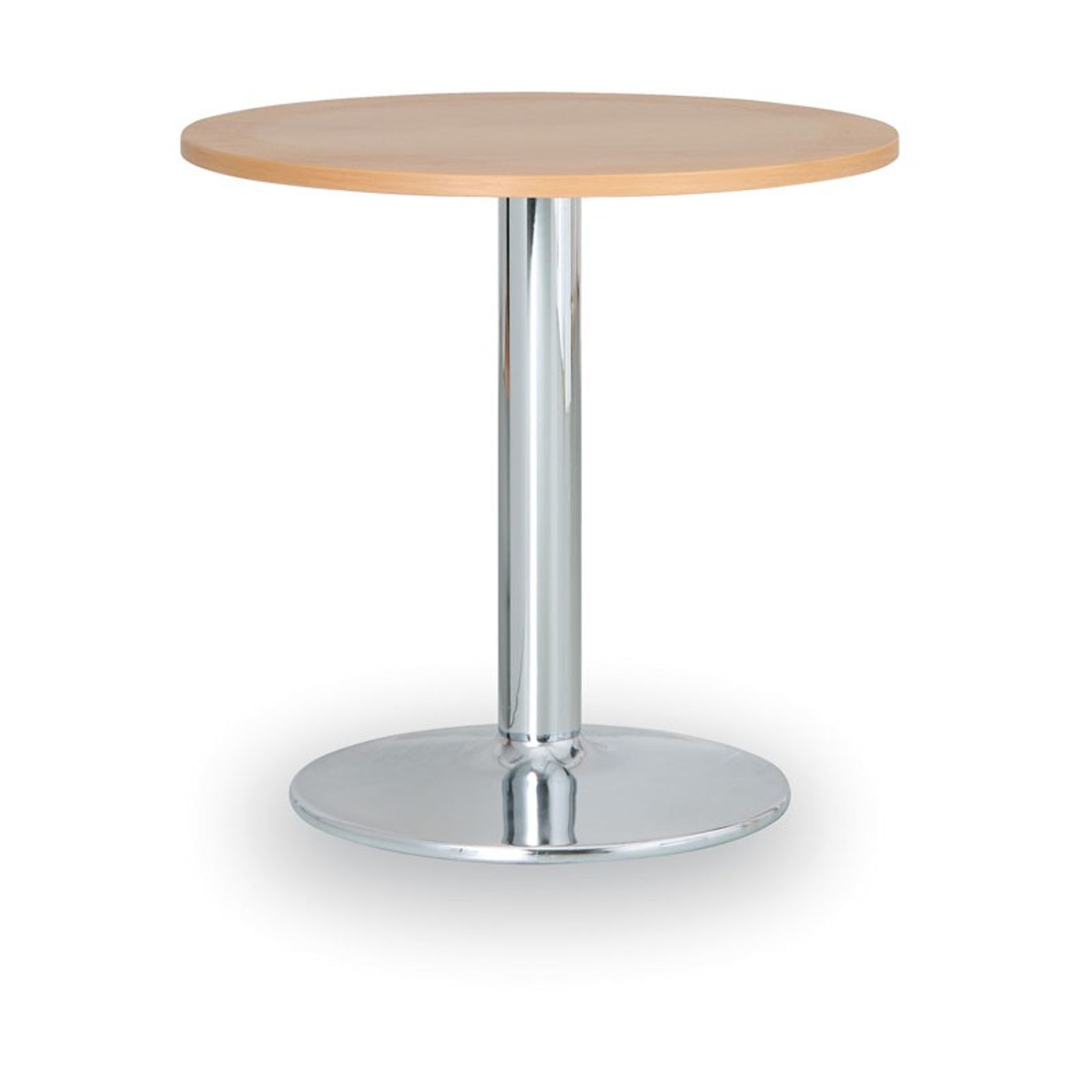 Runder Konferenztisch ZEUS II, Durchmesser 60 cm, verchromtes Metallgestell, Buche