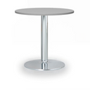 Runder Konferenztisch ZEUS II, Durchmesser 60 cm, verchromtes Metallgestell, grau