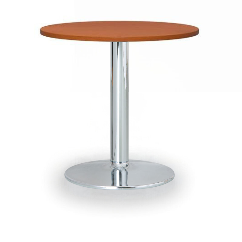 B2B Partner Runder Konferenztisch ZEUS II, Durchmesser 60 cm, verchromtes Metallgestell, Kirschbaum