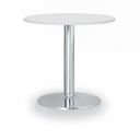 Runder Konferenztisch ZEUS II, Durchmesser 60 cm, verchromtes Metallgestell, weiß
