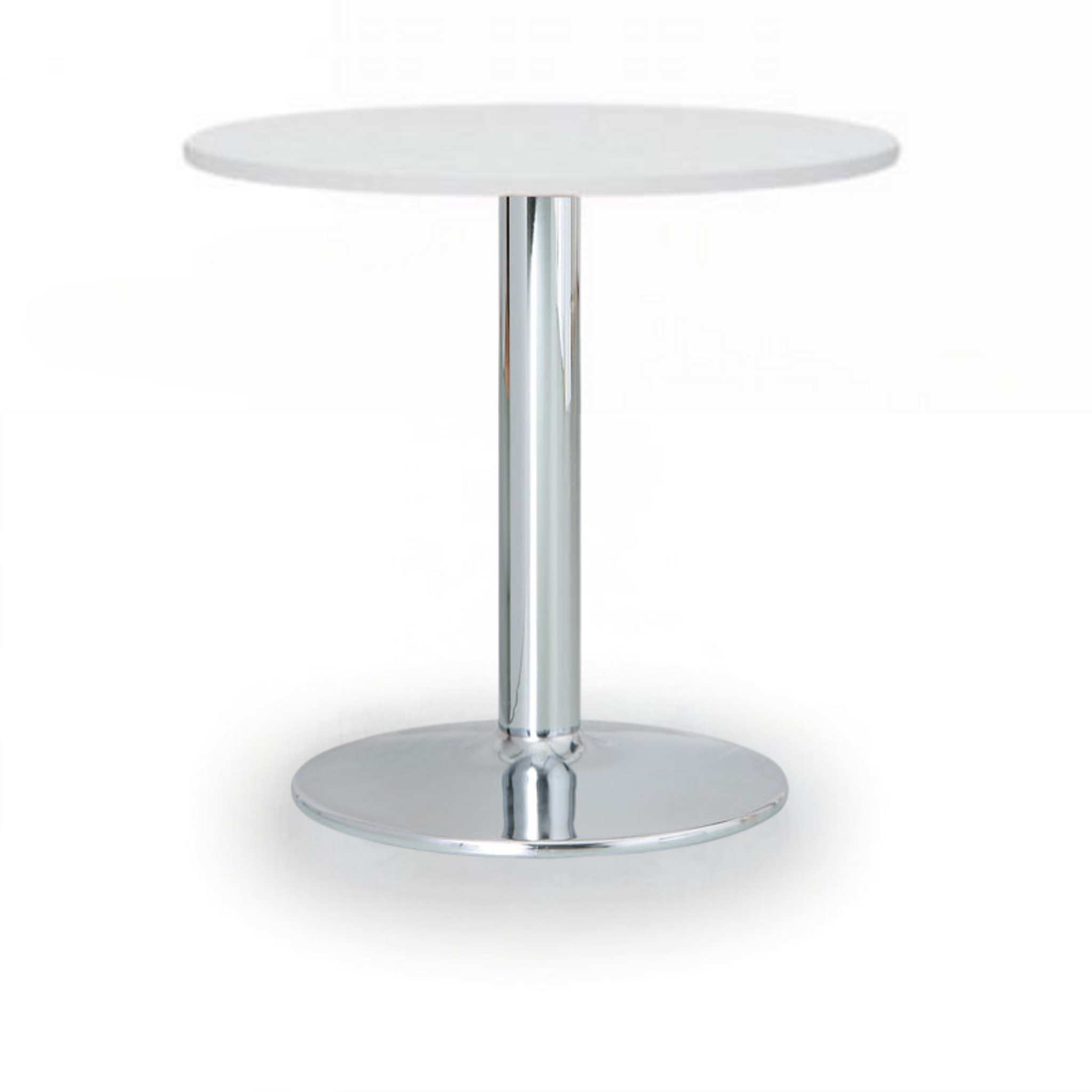 Runder Konferenztisch ZEUS II, Durchmesser 60 cm, verchromtes Metallgestell, weiß