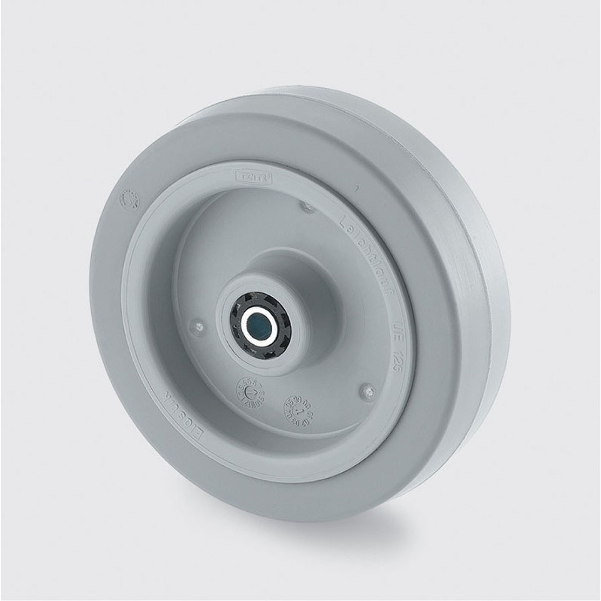 Samostatné kolo TENTE, plastový disk, šedá guma, 100 mm, válečkové loźisko