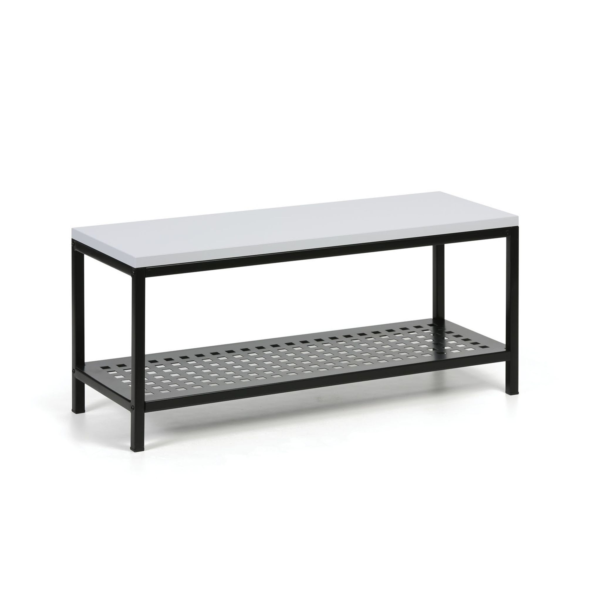 Šatní lavice s plechovým botníkem, 1000x360x439 mm, šedá