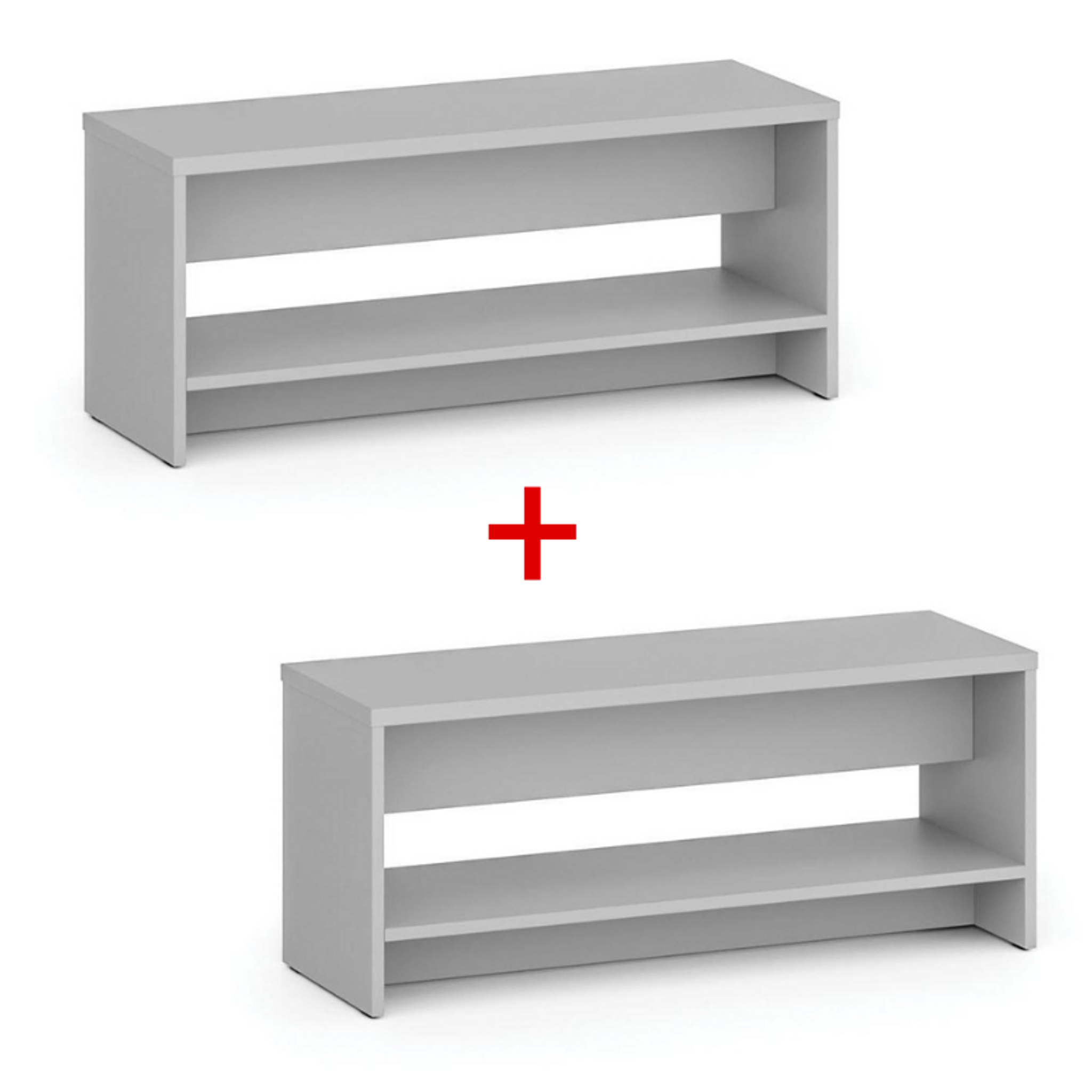 Šatní lavice s policí na boty 1+1 ZDARMA, 1000 mm, šedá