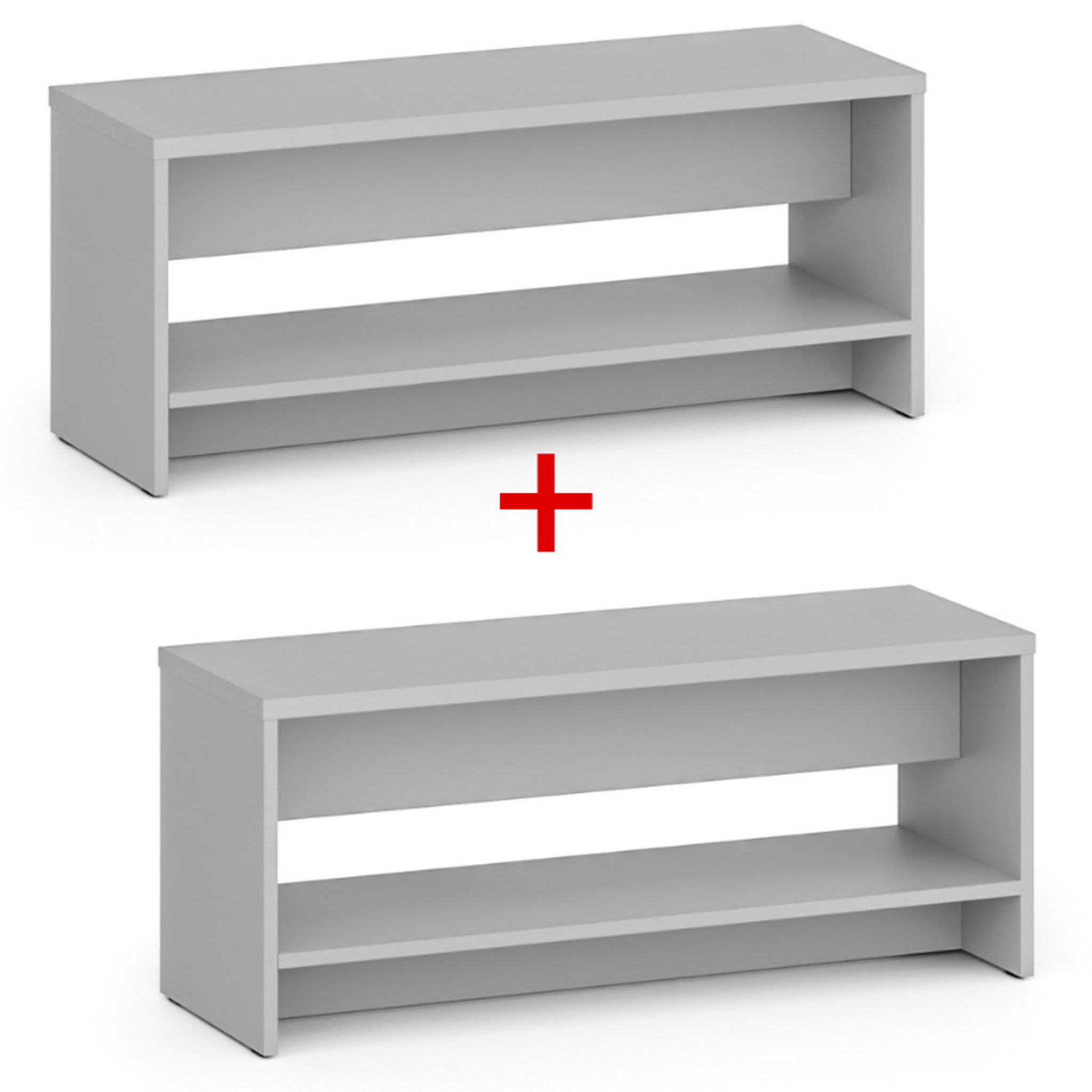 Šatní lavice s policí na boty 1+1 ZDARMA, zesílená, 1000 mm, šedá
