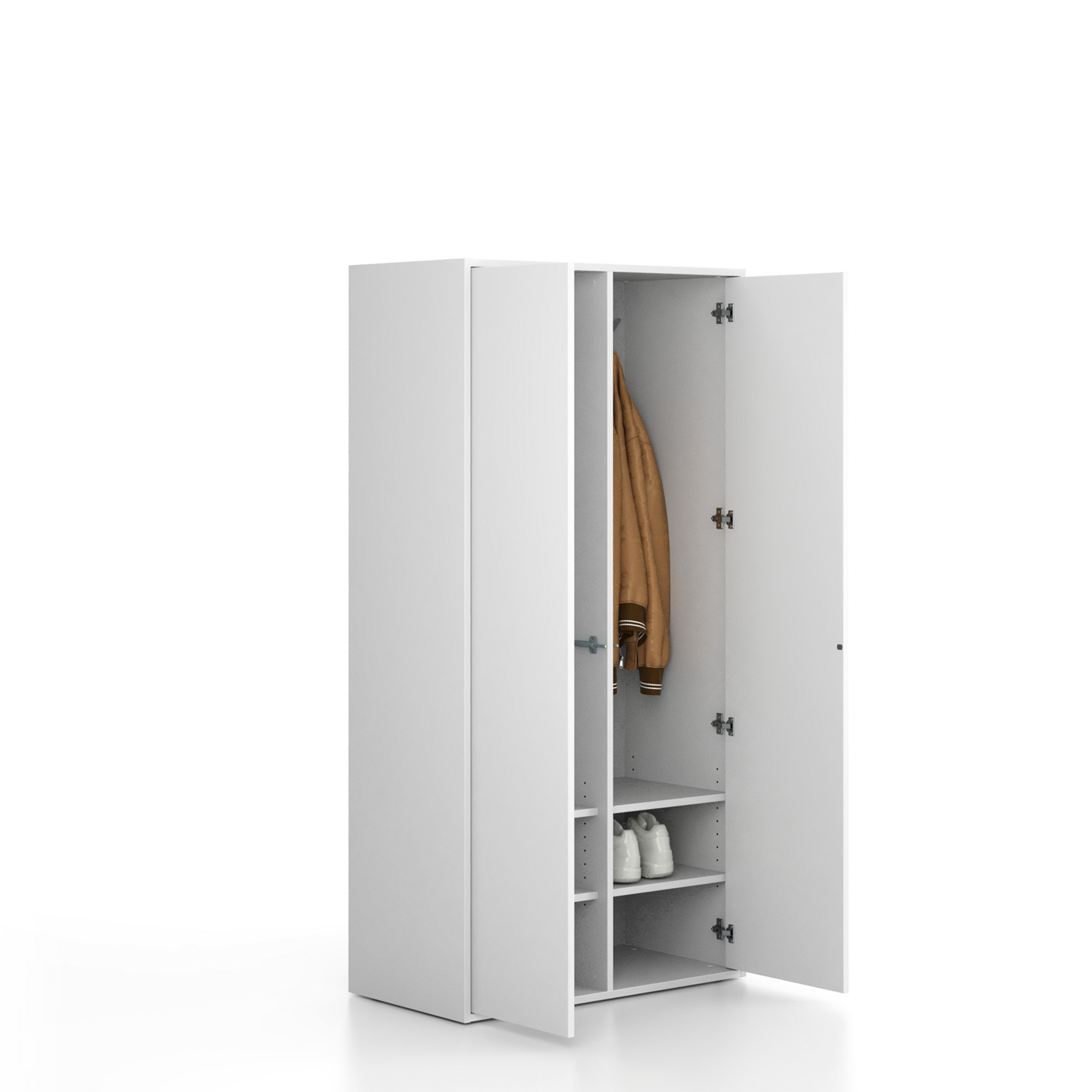 Šatní skříň FRAME, 2 oddíly, 872 x 450 x 1735 mm, PUSH-lock, bílá