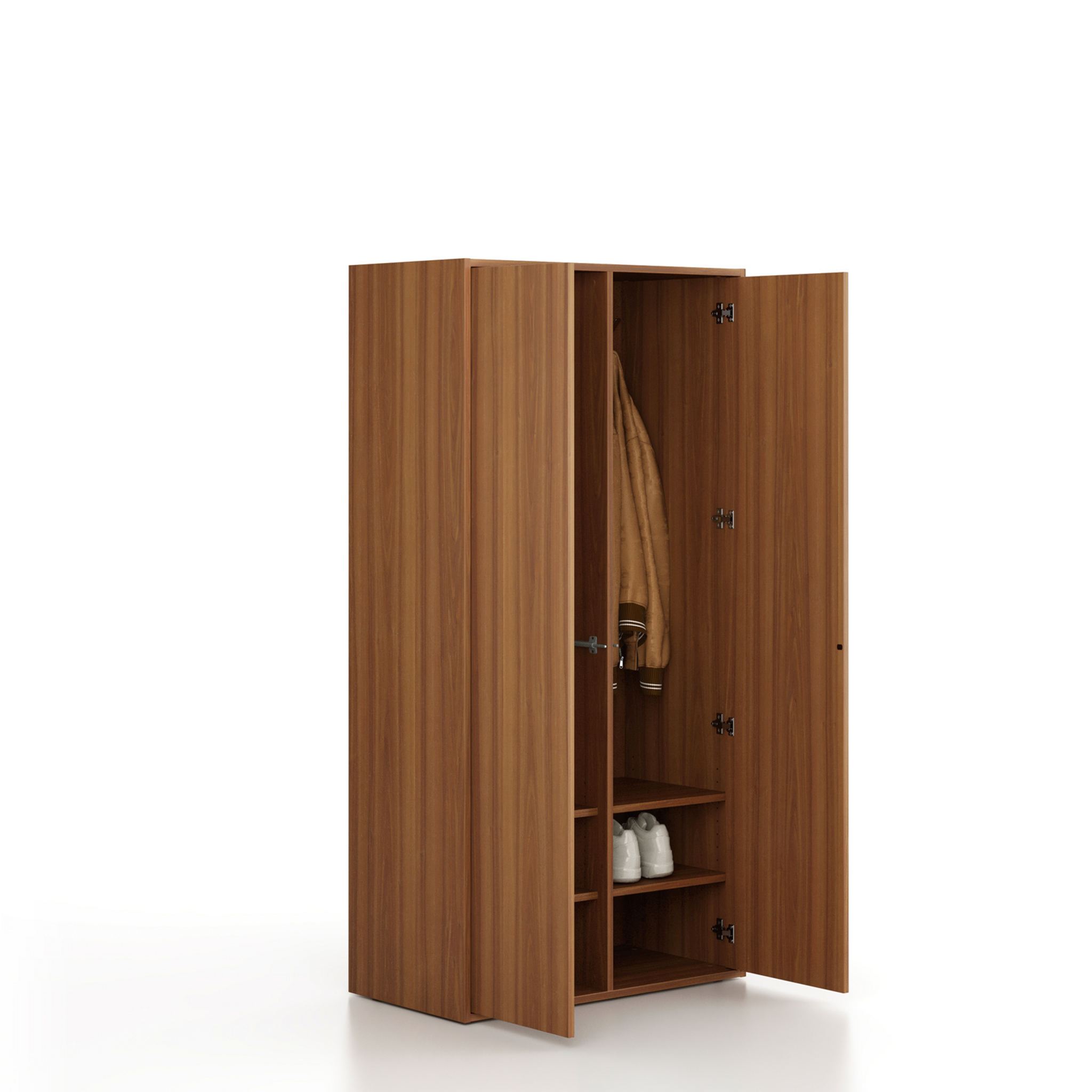 Šatní skříň FRAME, 2 oddíly, 872 x 450 x 1735 mm, PUSH-lock, ořech