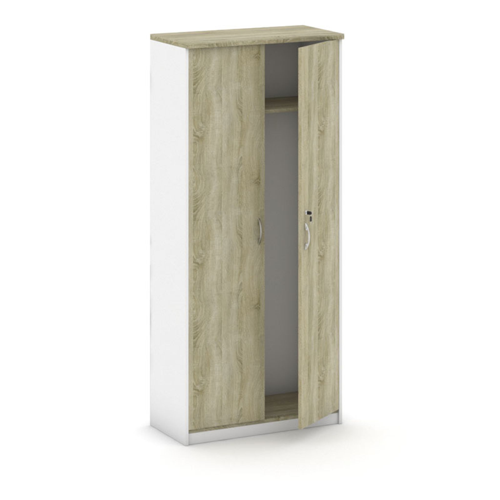 Šatní skříň s výsuvem MIRELLI, 800 x 400 x 1800 mm, bílá/dub sonoma