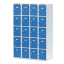 Šatní skříňka s úložnými boxy, 10 boxů, 1800 x 600 x 500 mm, cylindrický zámek, červené dveře