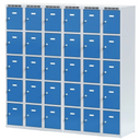 Šatní skříňka s úložnými boxy, 15 boxů, 1800 x 900 x 500 mm, cylindrický zámek, šedé dveře