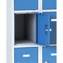 Šatní skříňka s úložnými boxy, 15 boxů, 1800 x 900 x 500 mm, otočný zámek, tmavě šedé dveře