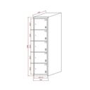 Šatní skříňka s úložnými boxy, 15 boxů, 1820 x 1140 x 500 mm, cylindrický zámek, šedé dveře